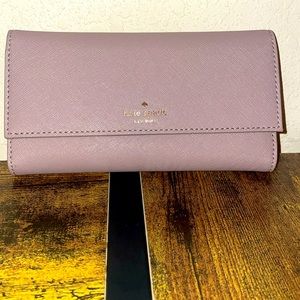 Kate Spade Tan and Mauve Wallet Elegant Trifold Design